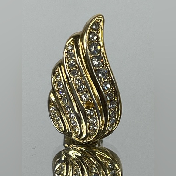 Christian Dior Rhinestone Gold Tone Clip On Earrings With Dust Bag - Picture 3 of 11